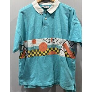 RARE Vintage Swatch Graphic Polo Shirt Colorblock Cotton 90s Art Tee Size Bigger